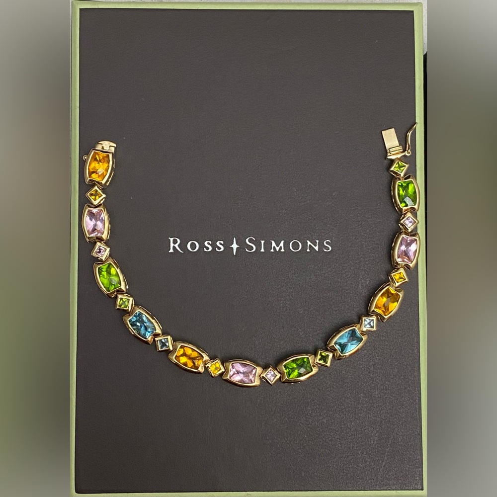 Ross-Simons Sterling Silver vermeil multicolored Gemstones bracelet 7”